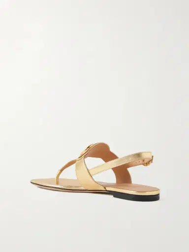 Valentino Garavani Vlogo Embellished Metallic Leather Sandals | Thumbnail 3 Valentino Garavani Vlogo Embellished Metallic Leather Sandals | Thumbnail 3