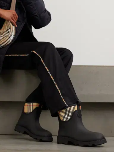 Burberry Checked Nylon-paneled Rubber Ankle Boots | Thumbnail 2 Burberry Checked Nylon-paneled Rubber Ankle Boots | Thumbnail 2