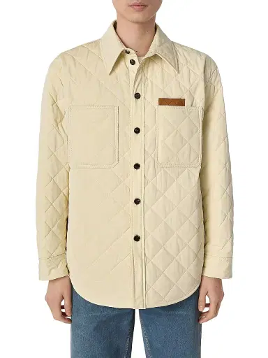 Bottega Veneta Men's Quilted Cotton-Blend Shirt Jacket - Sea Salt - Size 44 | Thumbnail 1 Bottega Veneta Men's Quilted Cotton-Blend Shirt Jacket - Sea Salt - Size 44 | Thumbnail 1