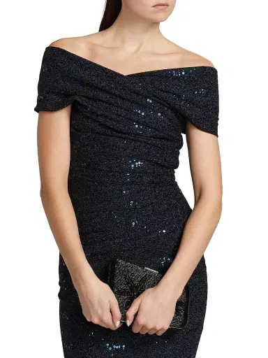 Talbot Runhof Women's Off-The-Shoulder Jersey Gown - Royal Navy | Thumbnail 6 Talbot Runhof Women's Off-The-Shoulder Jersey Gown - Royal Navy | Thumbnail 6