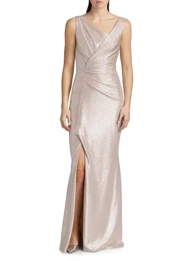 Talbot Runhof Women's Asymmetrical Metallic Gown - Platinum | Thumbnail 3 Talbot Runhof Women's Asymmetrical Metallic Gown - Platinum | Thumbnail 3