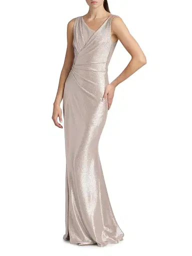 Talbot Runhof Women's Asymmetrical Metallic Gown - Platinum | Thumbnail 4 Talbot Runhof Women's Asymmetrical Metallic Gown - Platinum | Thumbnail 4
