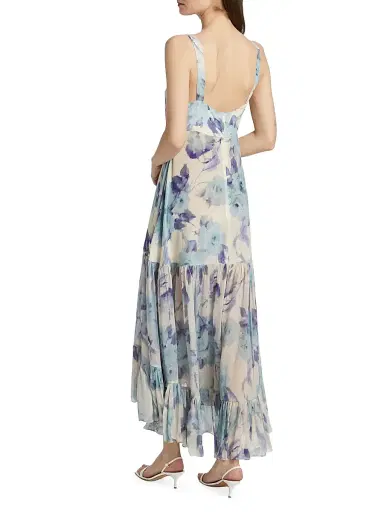AZEEZA Women's Bellevue Silk Chiffon Maxi Dress - Blue Rose - Size Large | Thumbnail 5 AZEEZA Women's Bellevue Silk Chiffon Maxi Dress - Blue Rose - Size Large | Thumbnail 5