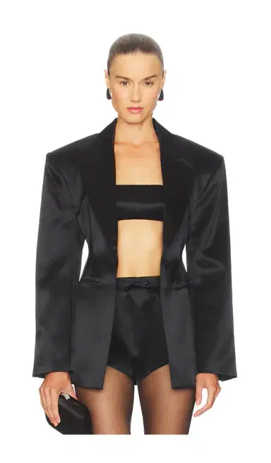 Courtney Zheng Silk Wool Satin Blazer | Thumbnail 1 Courtney Zheng Silk Wool Satin Blazer | Thumbnail 1