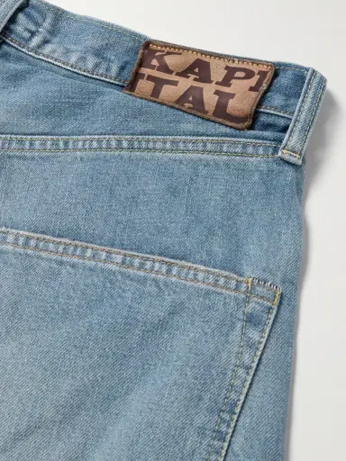 KAPITAL Straight-Leg Appliquéd Distressed Denim Shorts - Men | Thumbnail 5 KAPITAL Straight-Leg Appliquéd Distressed Denim Shorts - Men | Thumbnail 5