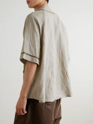 KAPITAL Great Kountry Grosgrain- and Felt-Trimmed Logo-Appliquéd Linen Shirt - Men | Thumbnail 3 KAPITAL Great Kountry Grosgrain- and Felt-Trimmed Logo-Appliquéd Linen Shirt - Men | Thumbnail 3