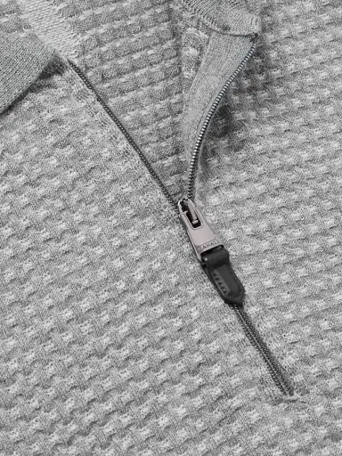 Canali Basketweave Jacquard-Knitted Wool Half-Zip Polo Shirt - Men | Thumbnail 6 Canali Basketweave Jacquard-Knitted Wool Half-Zip Polo Shirt - Men | Thumbnail 6