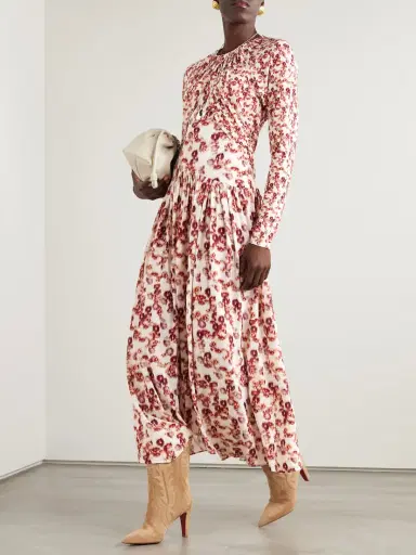 Isabel Marant Galina Asymmetric Gathered Draped Printed Stretch-jersey Maxi Dress | Thumbnail 2 Isabel Marant Galina Asymmetric Gathered Draped Printed Stretch-jersey Maxi Dress | Thumbnail 2