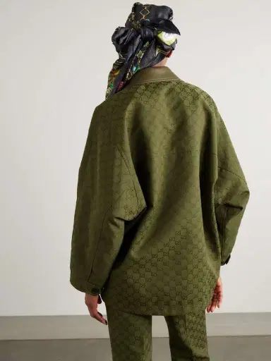 Gucci Leather-trimmed Cotton-blend Canvas-jacquard Jacket | Thumbnail 4 Gucci Leather-trimmed Cotton-blend Canvas-jacquard Jacket | Thumbnail 4