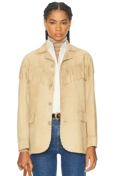 Ralph Lauren Collection Ryland Fringe-Trim Lamb-Suede Jacket | Thumbnail 1 Ralph Lauren Collection Ryland Fringe-Trim Lamb-Suede Jacket | Thumbnail 1
