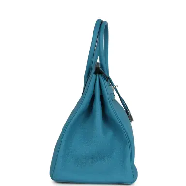 HERMÈS Pre-owned Hermes Birkin 35 Turquoise Togo Palladium Hardware | Thumbnail 4 HERMÈS Pre-owned Hermes Birkin 35 Turquoise Togo Palladium Hardware | Thumbnail 4