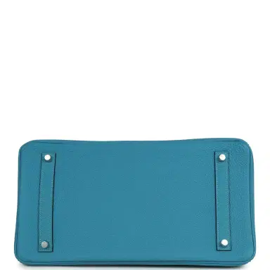 HERMÈS Pre-owned Hermes Birkin 35 Turquoise Togo Palladium Hardware | Thumbnail 6 HERMÈS Pre-owned Hermes Birkin 35 Turquoise Togo Palladium Hardware | Thumbnail 6