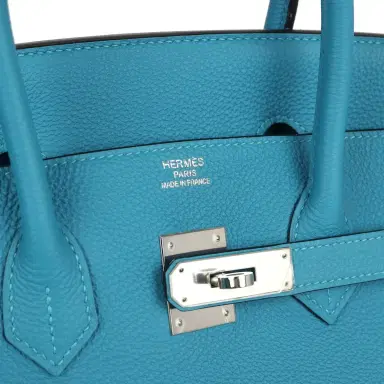 HERMÈS Pre-owned Hermes Birkin 35 Turquoise Togo Palladium Hardware | Thumbnail 7 HERMÈS Pre-owned Hermes Birkin 35 Turquoise Togo Palladium Hardware | Thumbnail 7