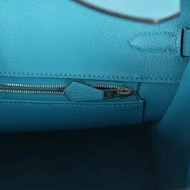 HERMÈS Pre-owned Hermes Birkin 35 Turquoise Togo Palladium Hardware | Thumbnail 9 HERMÈS Pre-owned Hermes Birkin 35 Turquoise Togo Palladium Hardware | Thumbnail 9