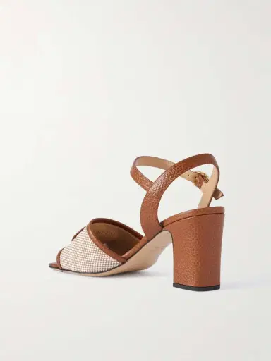 Valentino Garavani Vlogo 75 Textured-leather And Canvas Sandals | Thumbnail 3 Valentino Garavani Vlogo 75 Textured-leather And Canvas Sandals | Thumbnail 3