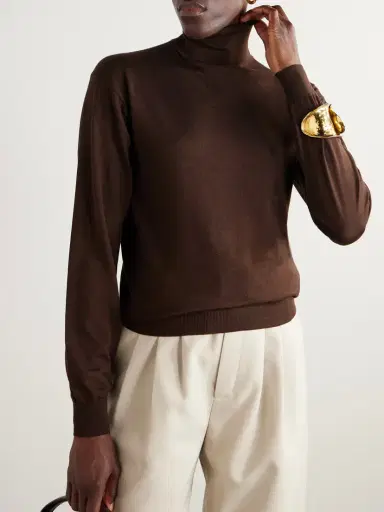 Saint Laurent Wool, Cashmere And Silk-blend Turtleneck Sweater | Thumbnail 3 Saint Laurent Wool, Cashmere And Silk-blend Turtleneck Sweater | Thumbnail 3
