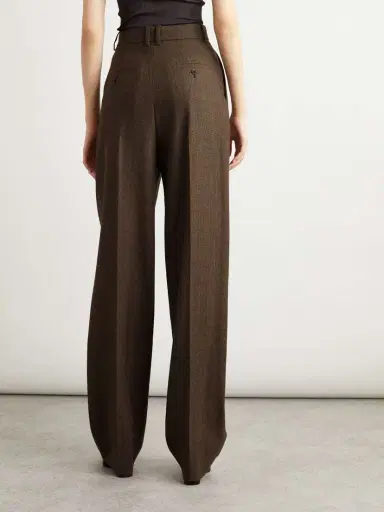 Saint Laurent Pleated Herringbone Wool Wide-leg Pants | Thumbnail 4 Saint Laurent Pleated Herringbone Wool Wide-leg Pants | Thumbnail 4