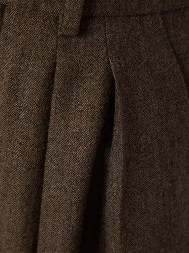 Saint Laurent Pleated Herringbone Wool Wide-leg Pants | Thumbnail 5 Saint Laurent Pleated Herringbone Wool Wide-leg Pants | Thumbnail 5