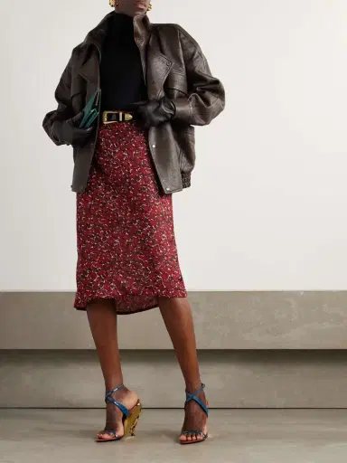 Saint Laurent Printed Silk-mousseline Midi Skirt | Thumbnail 2 Saint Laurent Printed Silk-mousseline Midi Skirt | Thumbnail 2