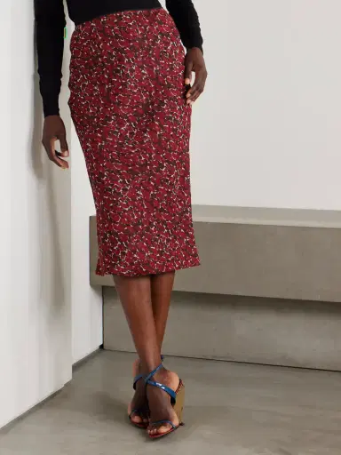 Saint Laurent Printed Silk-mousseline Midi Skirt | Thumbnail 3 Saint Laurent Printed Silk-mousseline Midi Skirt | Thumbnail 3