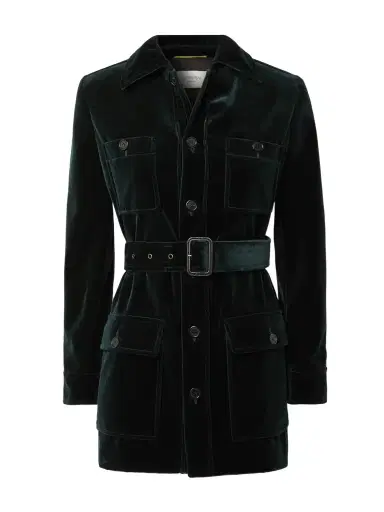Saint Laurent Belted Velvet Jacket | Thumbnail 1 Saint Laurent Belted Velvet Jacket | Thumbnail 1