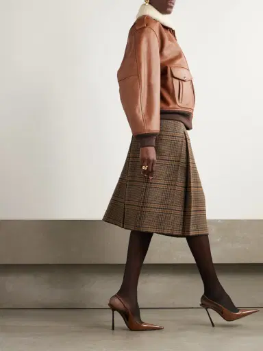 Saint Laurent Prince Of Wales Checked Wool Midi Skirt | Thumbnail 2 Saint Laurent Prince Of Wales Checked Wool Midi Skirt | Thumbnail 2