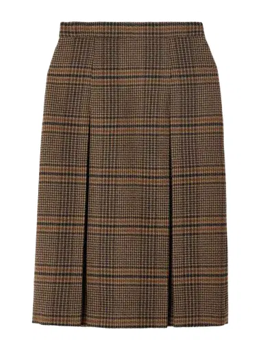 Saint Laurent Prince Of Wales Checked Wool Midi Skirt | Thumbnail 1 Saint Laurent Prince Of Wales Checked Wool Midi Skirt | Thumbnail 1
