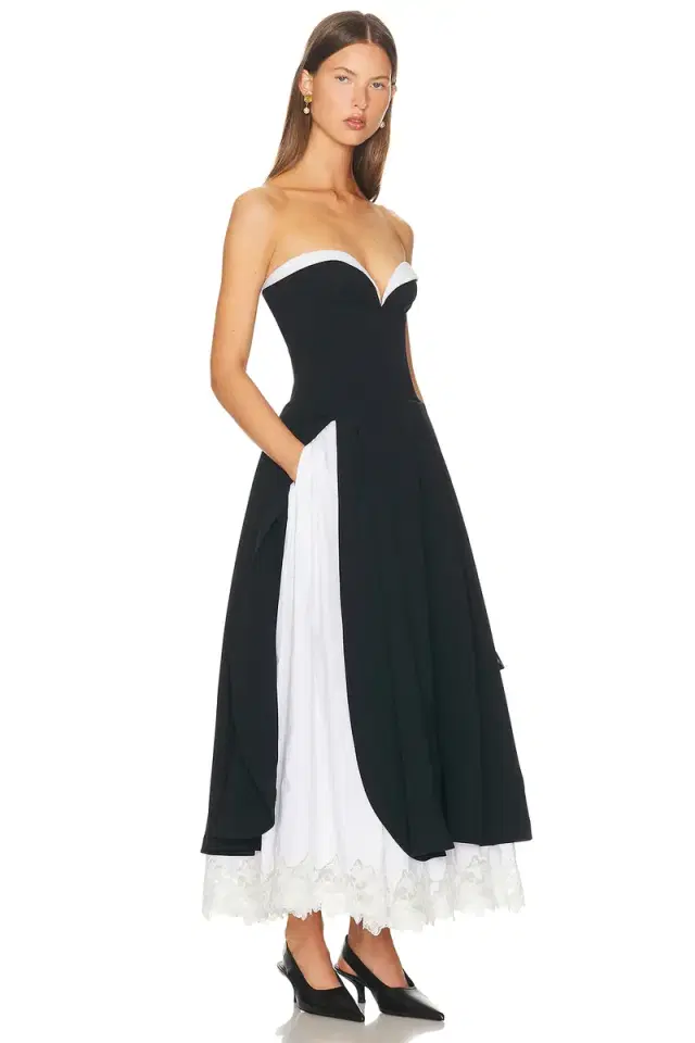 The Finale Midi Dress With Lace & Poplin The Finale Midi Dress With Lace & Poplin