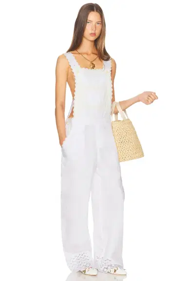 Helsa The Summer Overalls With Vintage Swiss Embroidery | Thumbnail 1 Helsa The Summer Overalls With Vintage Swiss Embroidery | Thumbnail 1