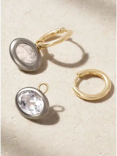 By Pariah Xl Orbit 14-karat Recycled Gold, Rhodium And Topaz Hoop Earrings | Thumbnail 3 By Pariah Xl Orbit 14-karat Recycled Gold, Rhodium And Topaz Hoop Earrings | Thumbnail 3