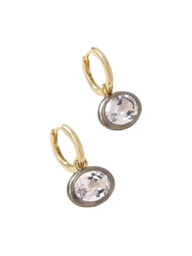 By Pariah Xl Orbit 14-karat Recycled Gold, Rhodium And Topaz Hoop Earrings | Thumbnail 1 By Pariah Xl Orbit 14-karat Recycled Gold, Rhodium And Topaz Hoop Earrings | Thumbnail 1