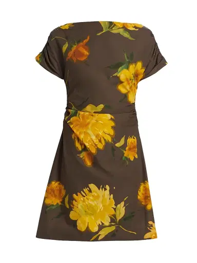 Lela Rose Women's Floral Ruched Cotton Minidress | Thumbnail 1 Lela Rose Women's Floral Ruched Cotton Minidress | Thumbnail 1