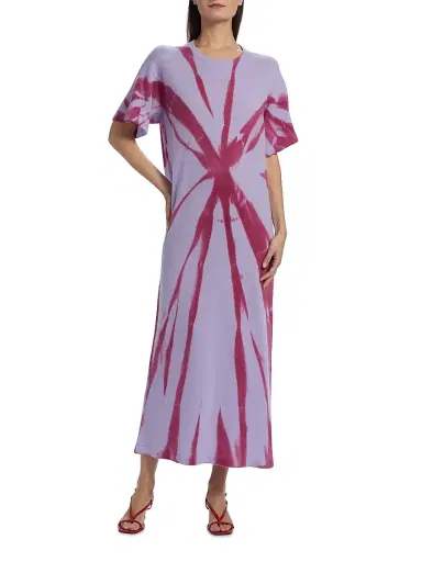 The Elder Statesman Women's Mythic Oversized Dyed Cashmere T-Shirt Maxi Dress - Lilac Red Cedar | Thumbnail 2 The Elder Statesman Women's Mythic Oversized Dyed Cashmere T-Shirt Maxi Dress - Lilac Red Cedar | Thumbnail 2