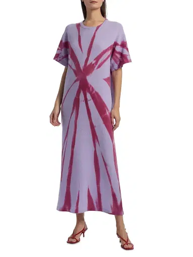 The Elder Statesman Women's Mythic Oversized Dyed Cashmere T-Shirt Maxi Dress - Lilac Red Cedar | Thumbnail 3 The Elder Statesman Women's Mythic Oversized Dyed Cashmere T-Shirt Maxi Dress - Lilac Red Cedar | Thumbnail 3