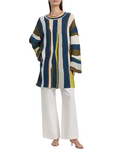 The Elder Statesman Women's Nora Shore Striped Cotton Tunic - Shore Multi | Thumbnail 2 The Elder Statesman Women's Nora Shore Striped Cotton Tunic - Shore Multi | Thumbnail 2