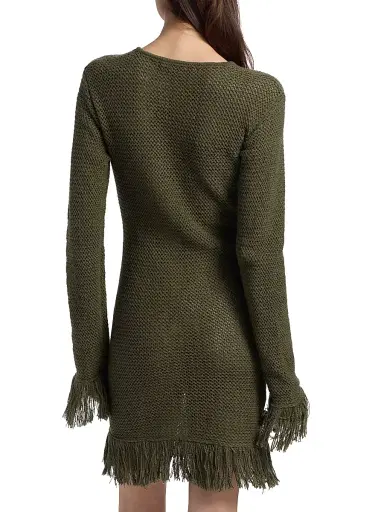 The Elder Statesman Women's Nora Lite Fringe Knit Minidress - Kelp | Thumbnail 5 The Elder Statesman Women's Nora Lite Fringe Knit Minidress - Kelp | Thumbnail 5