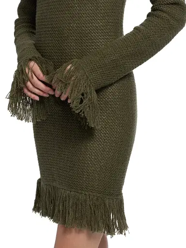 The Elder Statesman Women's Nora Lite Fringe Knit Minidress - Kelp | Thumbnail 6 The Elder Statesman Women's Nora Lite Fringe Knit Minidress - Kelp | Thumbnail 6