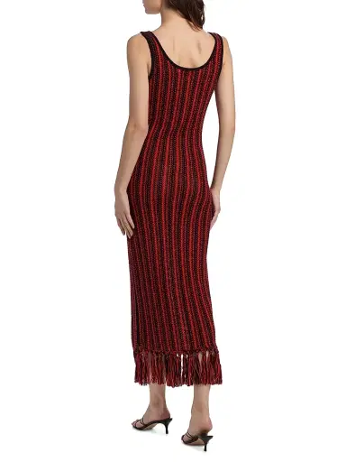 The Elder Statesman Women's Stripe Scoopneck Fringe Dress - Black Tomato | Thumbnail 5 The Elder Statesman Women's Stripe Scoopneck Fringe Dress - Black Tomato | Thumbnail 5