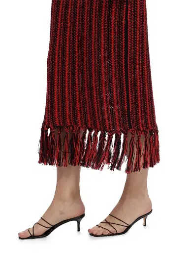 The Elder Statesman Women's Stripe Scoopneck Fringe Dress - Black Tomato | Thumbnail 6 The Elder Statesman Women's Stripe Scoopneck Fringe Dress - Black Tomato | Thumbnail 6