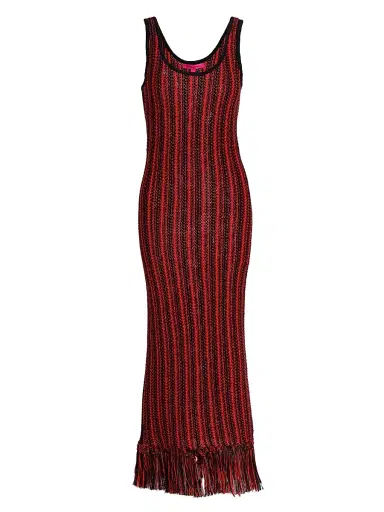 The Elder Statesman Women's Stripe Scoopneck Fringe Dress - Black Tomato | Thumbnail 1 The Elder Statesman Women's Stripe Scoopneck Fringe Dress - Black Tomato | Thumbnail 1