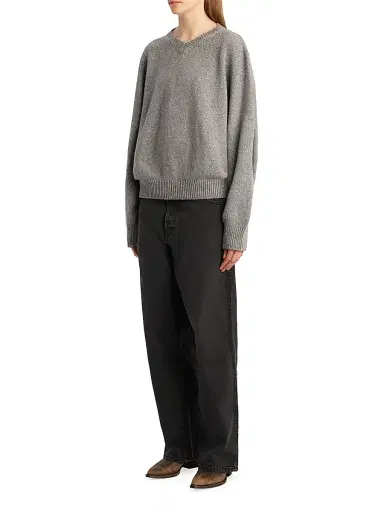 Khaite Women's Wolfe Drop-Shoulder Cashmere Sweater - Fog | Thumbnail 2 Khaite Women's Wolfe Drop-Shoulder Cashmere Sweater - Fog | Thumbnail 2