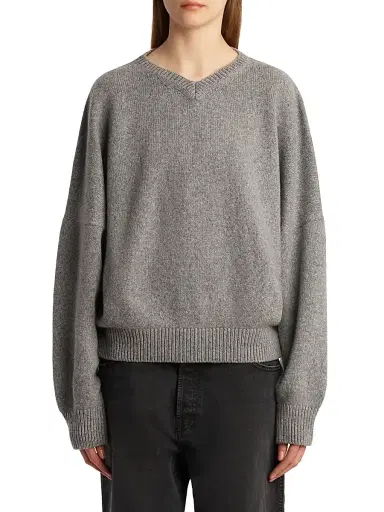 Khaite Women's Wolfe Drop-Shoulder Cashmere Sweater - Fog | Thumbnail 3 Khaite Women's Wolfe Drop-Shoulder Cashmere Sweater - Fog | Thumbnail 3