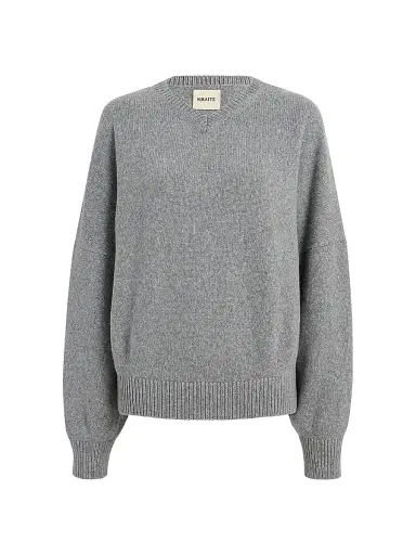 Khaite Women's Wolfe Drop-Shoulder Cashmere Sweater - Fog | Thumbnail 1 Khaite Women's Wolfe Drop-Shoulder Cashmere Sweater - Fog | Thumbnail 1