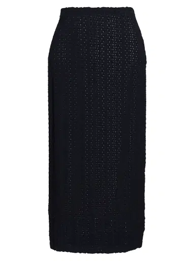 Vince Women's Knit Eyelet Cotton Midi-Skirt - Coastal | Thumbnail 1 Vince Women's Knit Eyelet Cotton Midi-Skirt - Coastal | Thumbnail 1