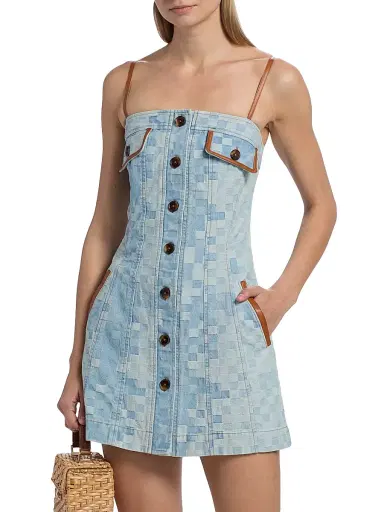 Ramy Brook Women's Luis Patchwork Denim Minidress | Thumbnail 3 Ramy Brook Women's Luis Patchwork Denim Minidress | Thumbnail 3