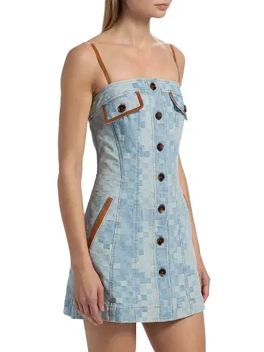 Ramy Brook Women's Luis Patchwork Denim Minidress | Thumbnail 4 Ramy Brook Women's Luis Patchwork Denim Minidress | Thumbnail 4