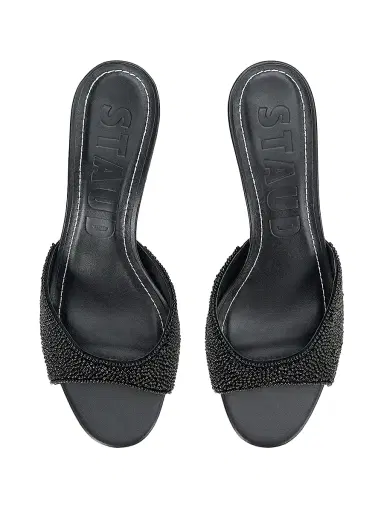Staud Women's Brigitte 55MM Beaded Kitten-Heel Sandals - Black - Size 11 | Thumbnail 4 Staud Women's Brigitte 55MM Beaded Kitten-Heel Sandals - Black - Size 11 | Thumbnail 4