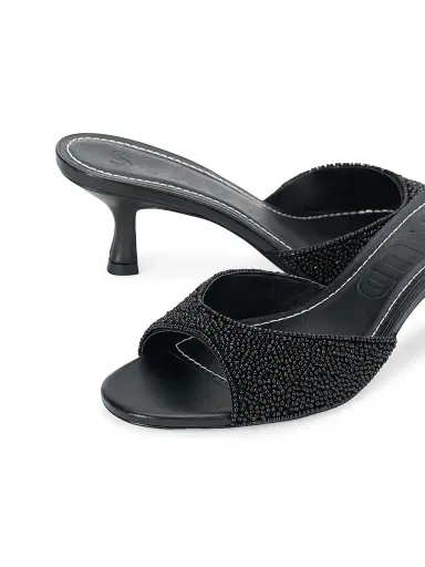 Staud Women's Brigitte 55MM Beaded Kitten-Heel Sandals - Black - Size 11 | Thumbnail 5 Staud Women's Brigitte 55MM Beaded Kitten-Heel Sandals - Black - Size 11 | Thumbnail 5