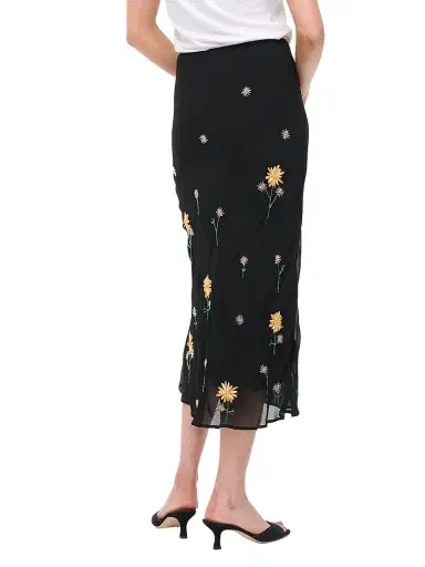 Staud Women's Angela Floral-Embellished Midi-Skirt - Dahlia Daydream Black | Thumbnail 5 Staud Women's Angela Floral-Embellished Midi-Skirt - Dahlia Daydream Black | Thumbnail 5