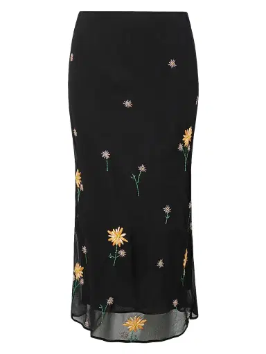 Staud Women's Angela Floral-Embellished Midi-Skirt - Dahlia Daydream Black | Thumbnail 1 Staud Women's Angela Floral-Embellished Midi-Skirt - Dahlia Daydream Black | Thumbnail 1